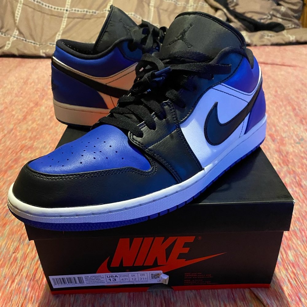 Size 13 Jordan 1 low retro royal toe no box